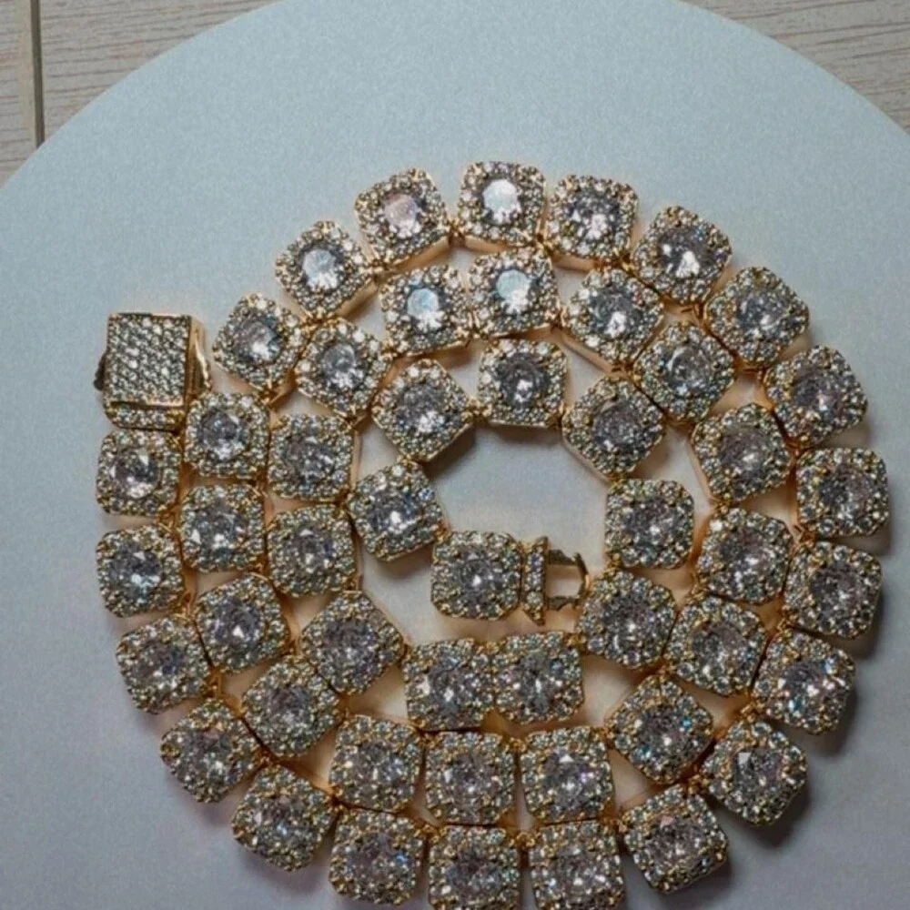 Gold Tennis Cluster Necklace 20 Inch 99 D 6